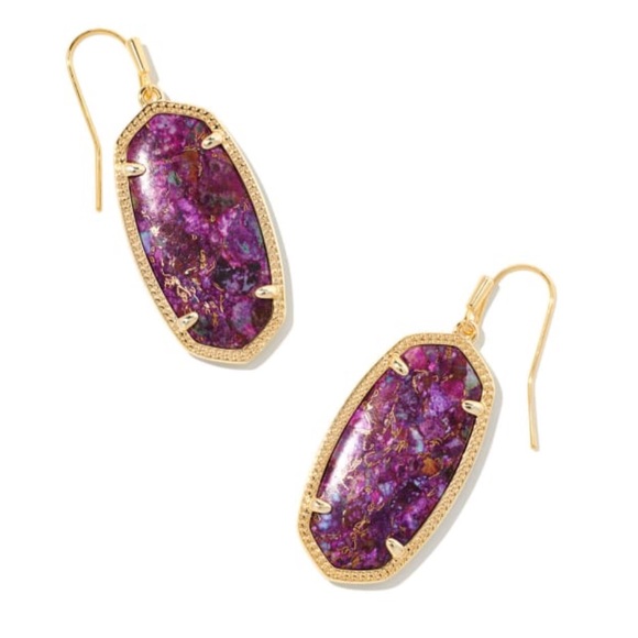 KENDRA SCOTT
Elle Earrings in Gold with Bronze Veined Purple Turquoise NWT - Picture 9 of 9